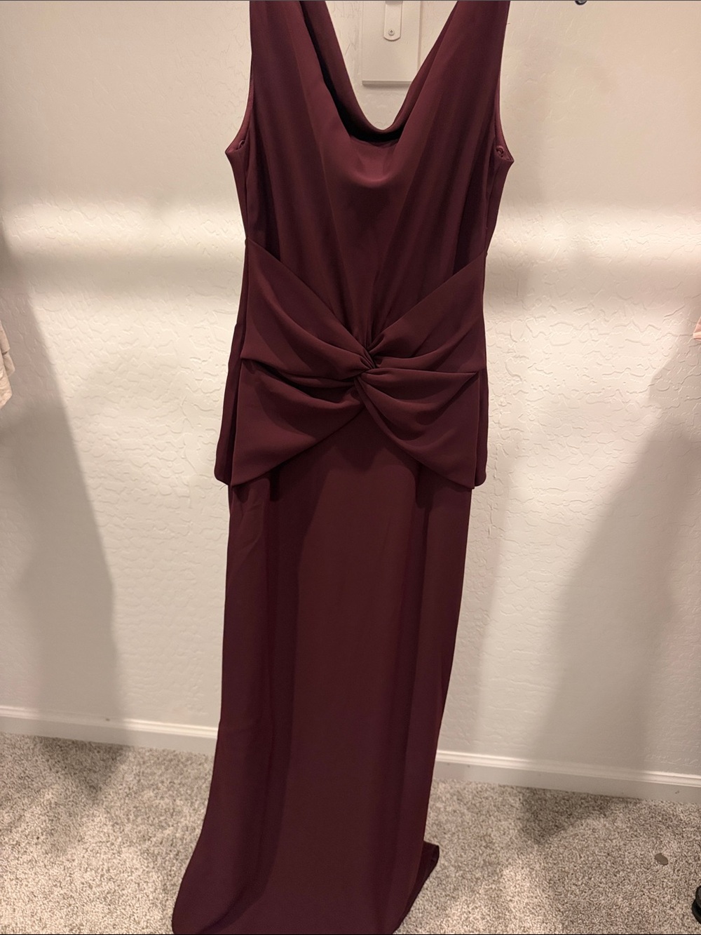 Amsale Wine Red Twist-Front Maxi Dress